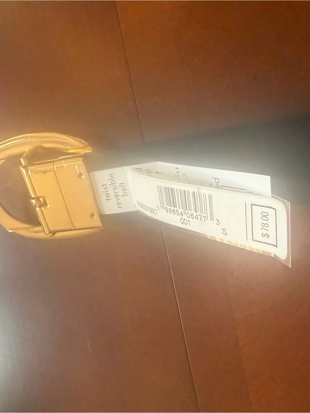 Michael Kors Black Leather Belt with Gold Buckle